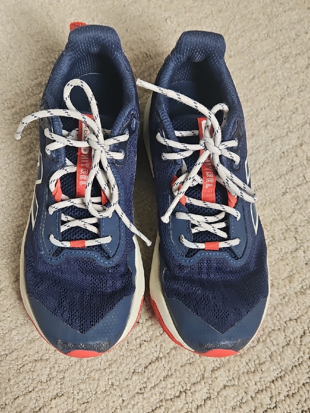 New Balance Navy Blue Kids Sneakers with Coral Accents